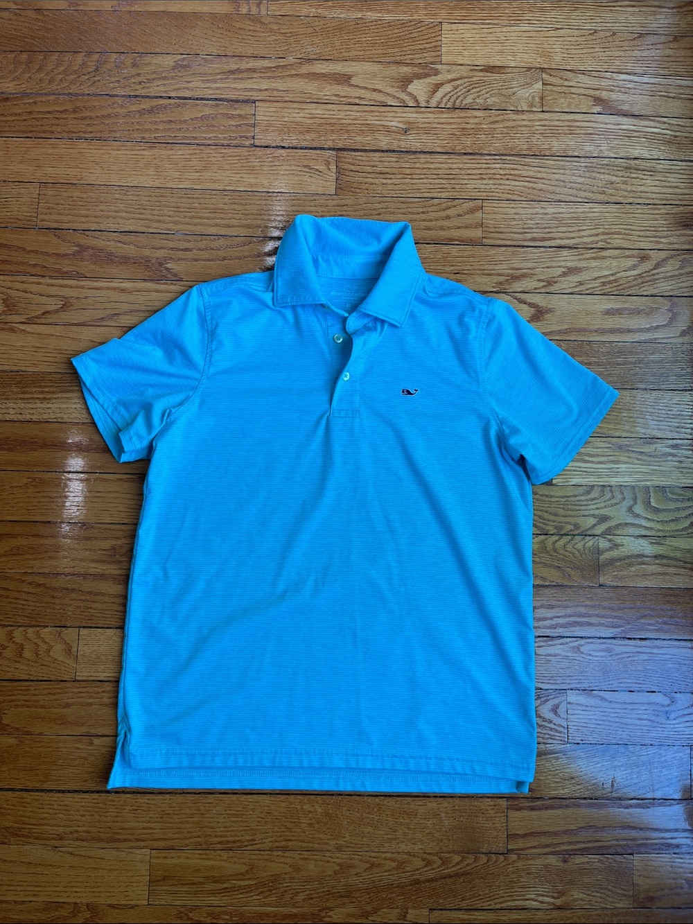 Vineyard Vines Sankaty Polo Shirt Turquoise Blue Stripe Size M (12-14) (Boys)